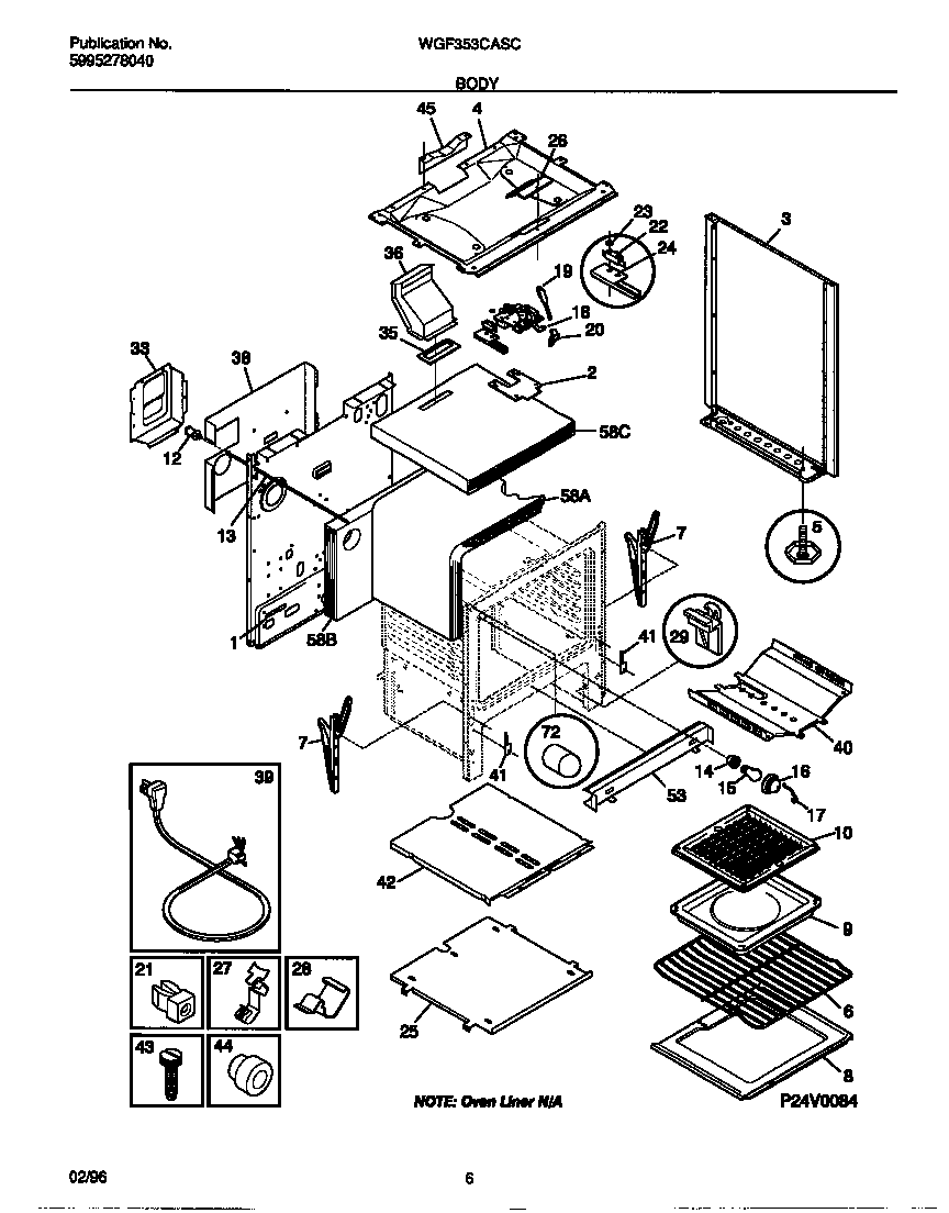 White-Westinghouse WGF353CASC body diagram