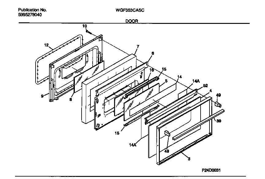 White-Westinghouse WGF353CASC door diagram