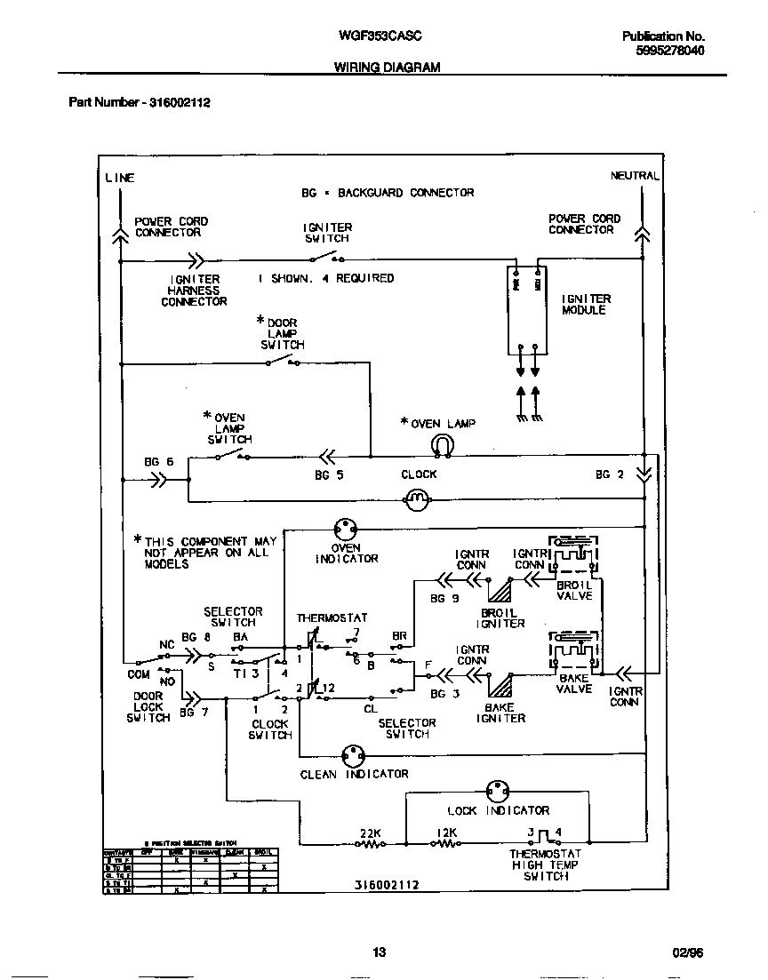 White-Westinghouse WGF353CASC wiring diagram diagram
