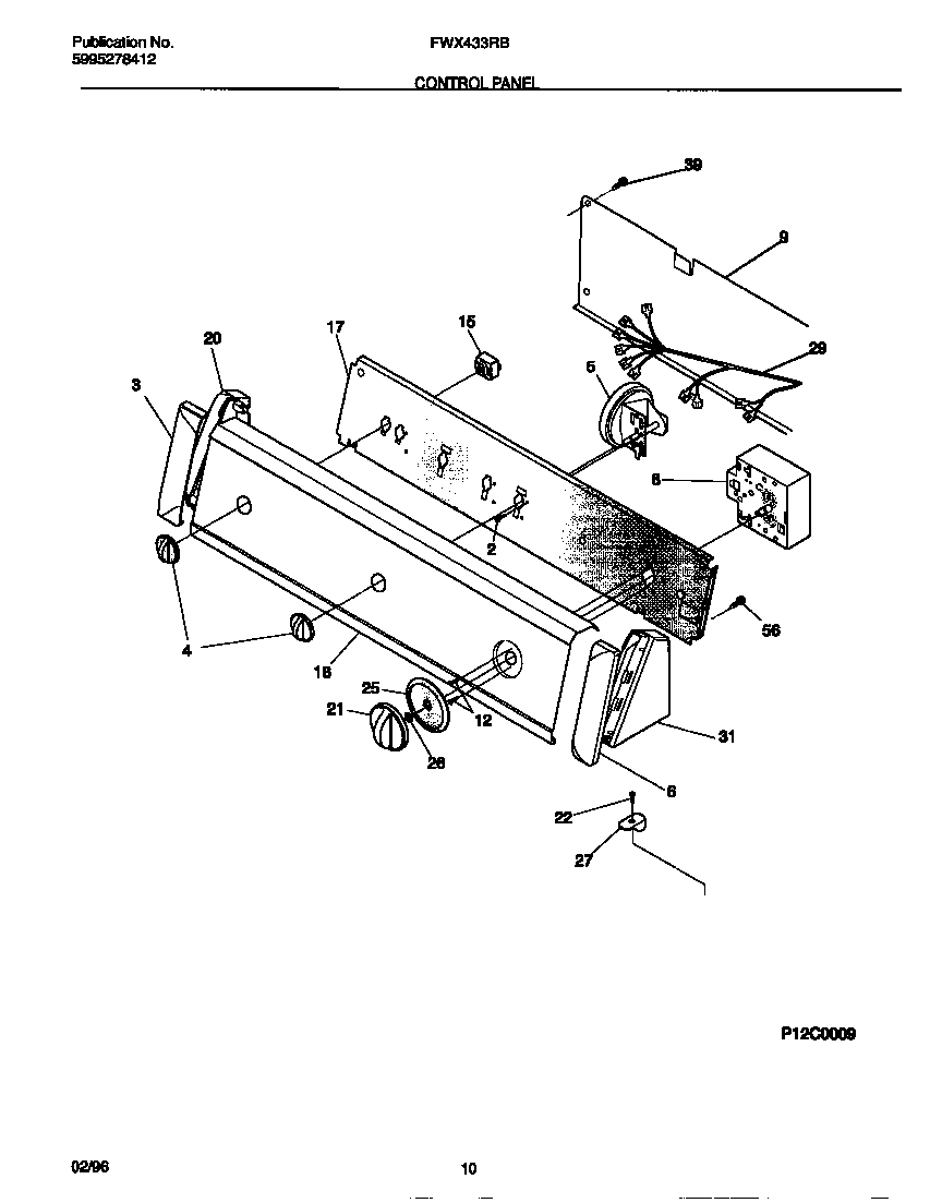 Frigidaire FWX433RBS4 control panel diagram