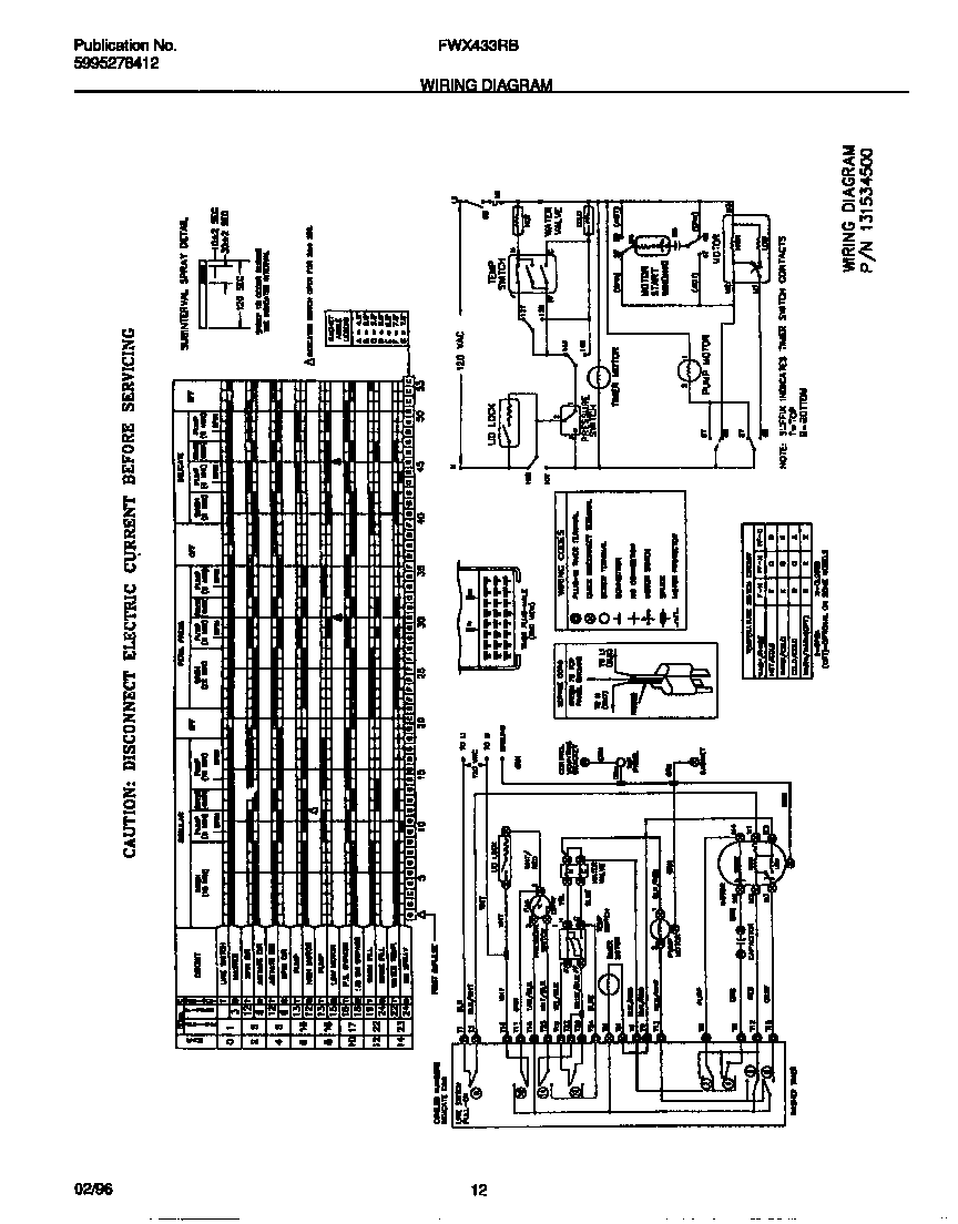Frigidaire FWX433RBS4 wiring diagram diagram
