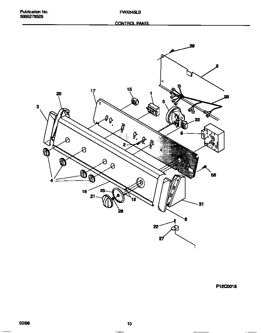 Frigidaire FWX645LBS4 control panel diagram