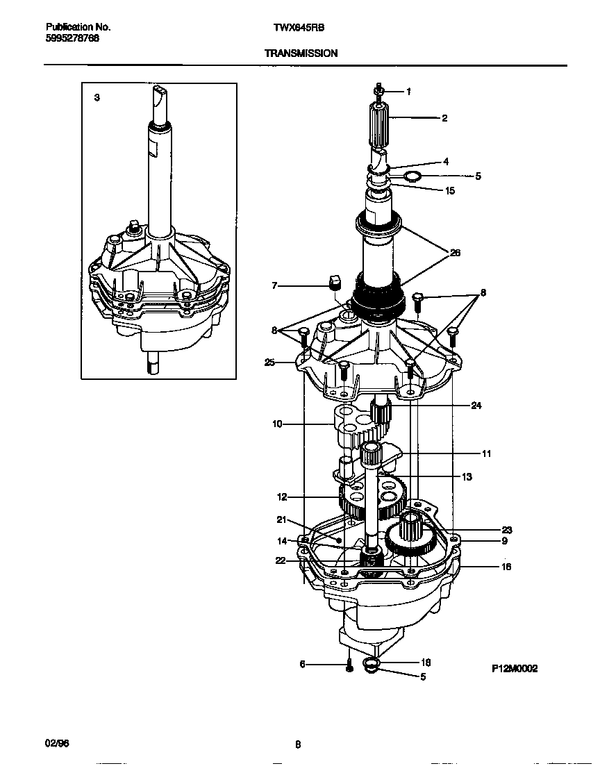 Tappan TWX645RBD4 transmission diagram