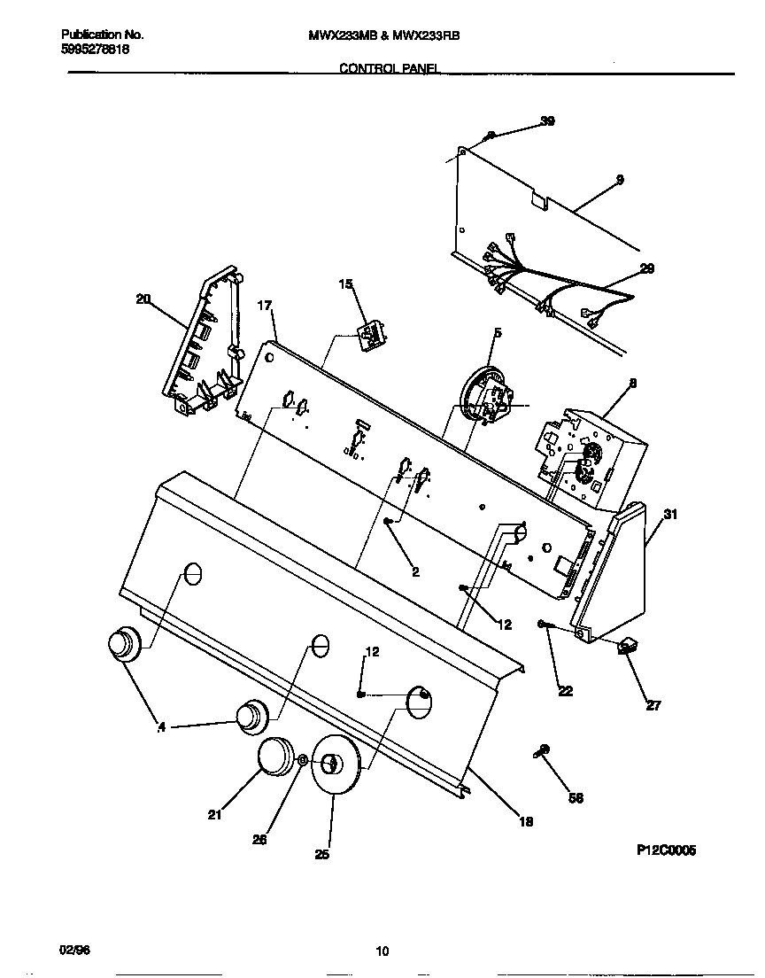 Universal/Multiflex (Frigidaire) MWX233MBW3 control panel diagram