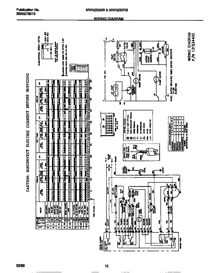 Universal/Multiflex (Frigidaire) MWX233MBW3 wiring diagram diagram