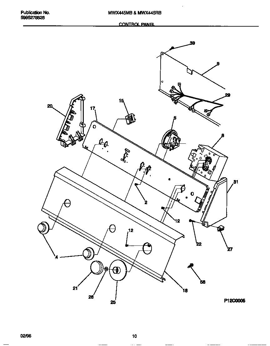 Universal/Multiflex (Frigidaire) MWX445MBW4 control panel diagram