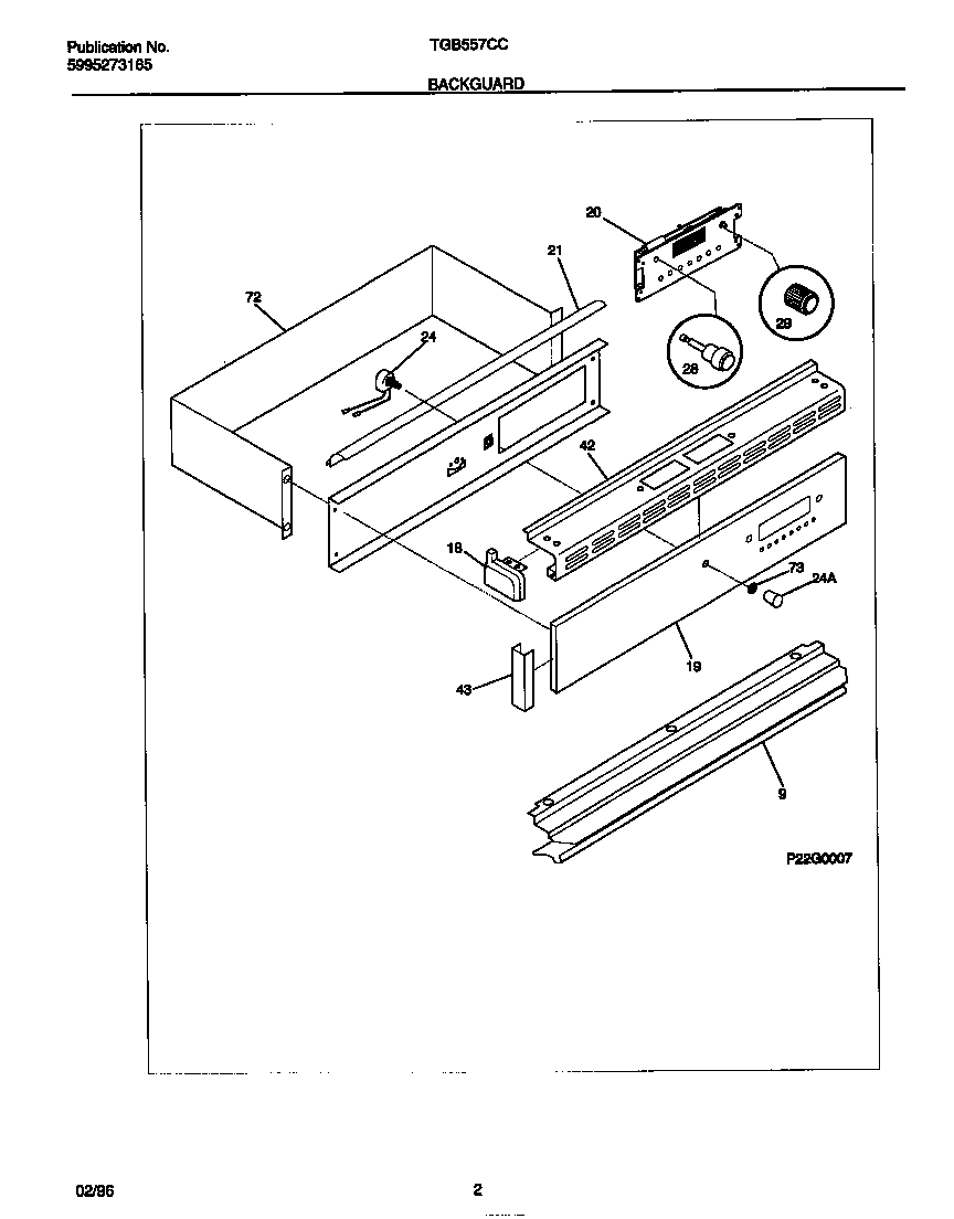 Tappan TGB557CCB1 backguard diagram