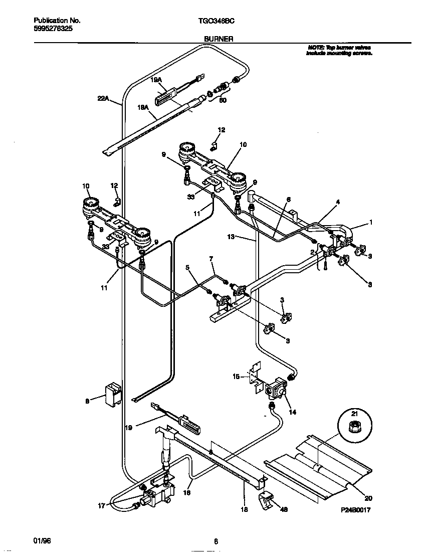 Tappan TGO346BCWB burner diagram