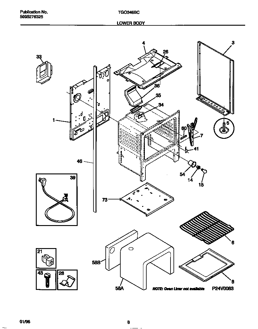 Tappan TGO346BCWB lower body diagram
