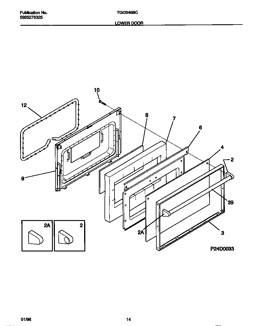 Tappan TGO346BCWB lower door diagram