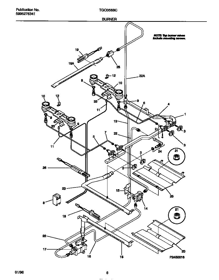 Tappan TGO356BCWB burner diagram