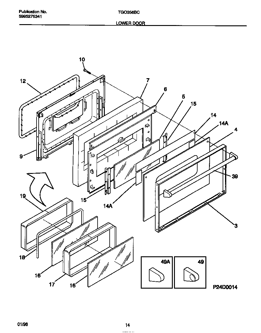 Tappan TGO356BCWB lower door diagram