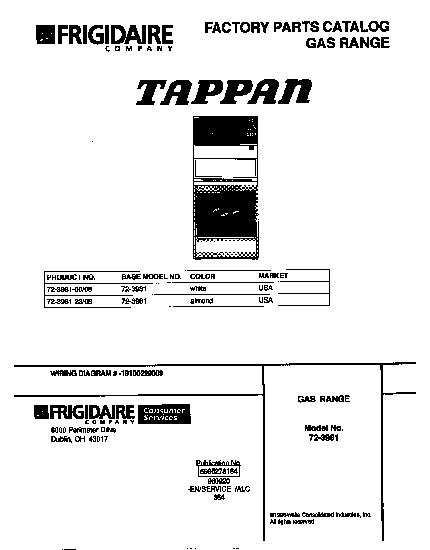 Tappan 72-3981-00-08 cover diagram
