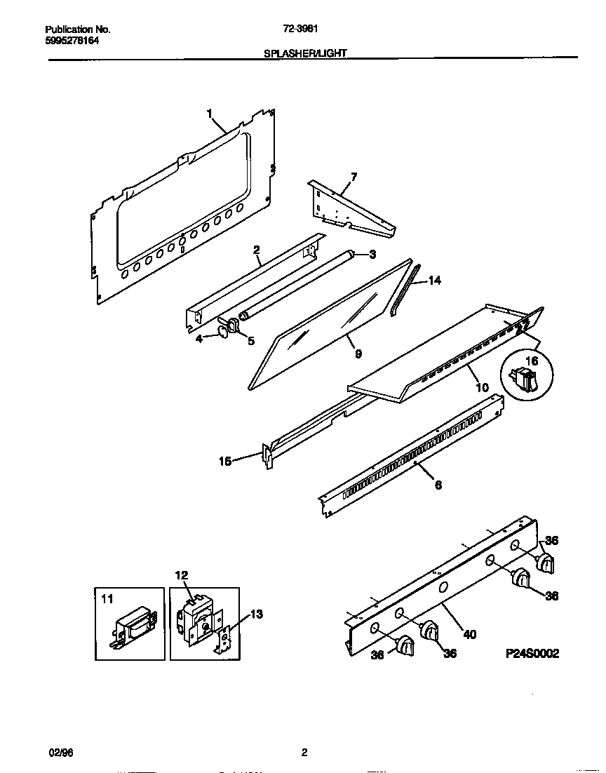 Tappan 72-3981-00-08 splasher/light diagram