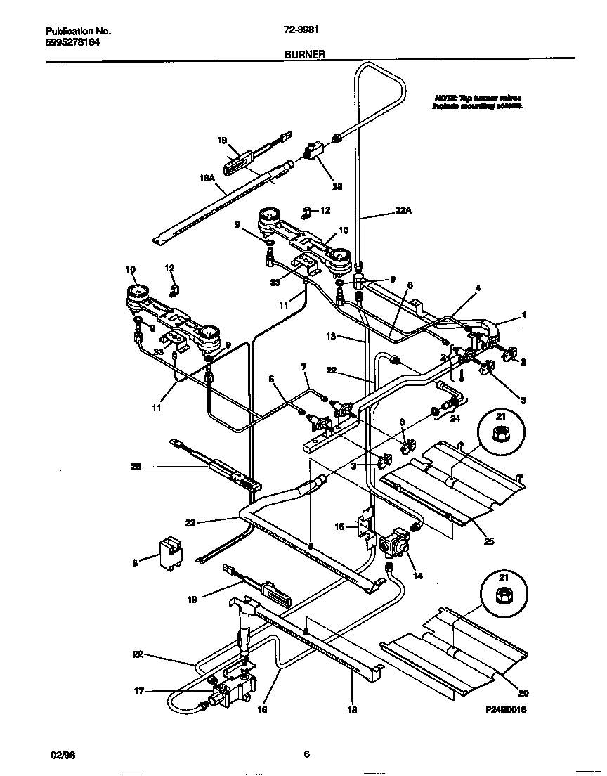 Tappan 72-3981-00-08 burner diagram