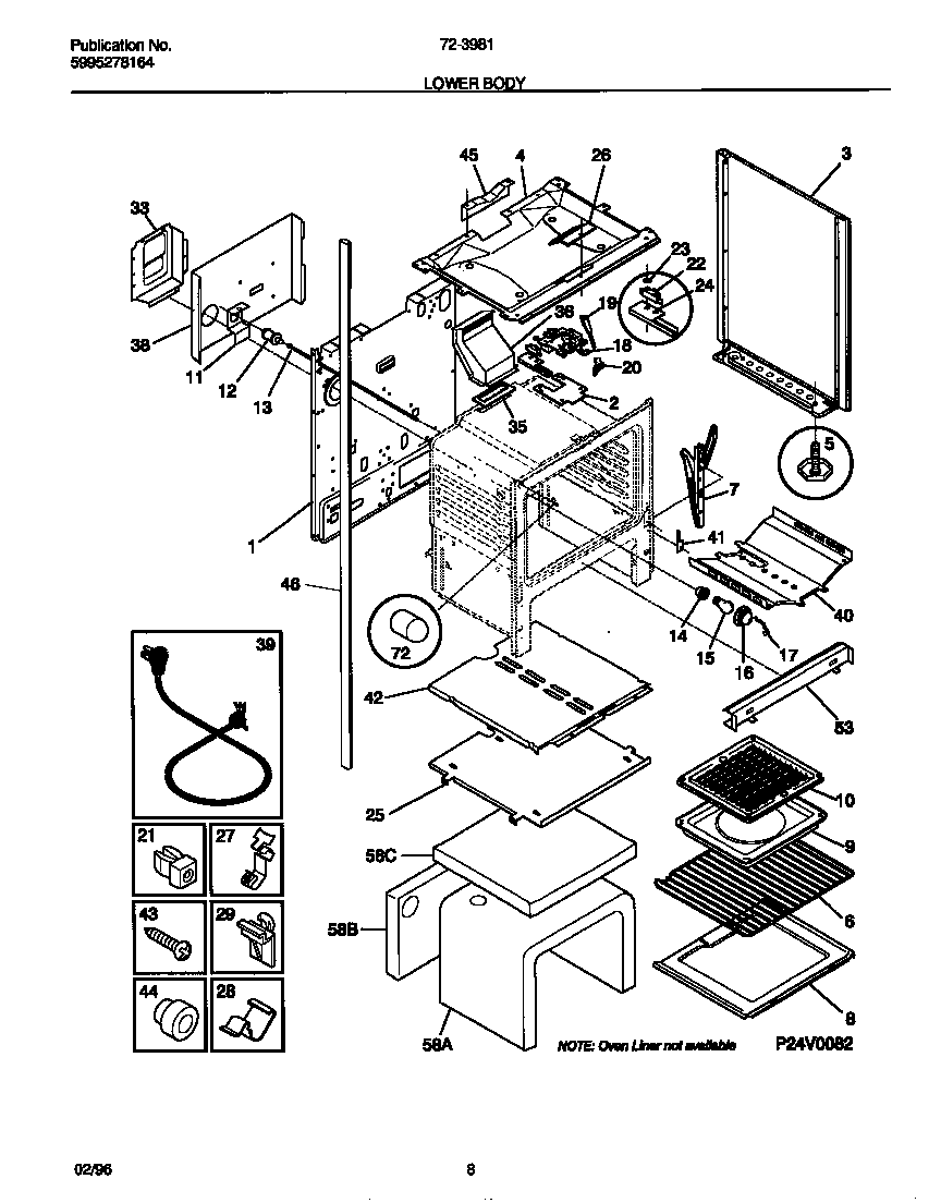 Tappan 72-3981-00-08 lower body diagram