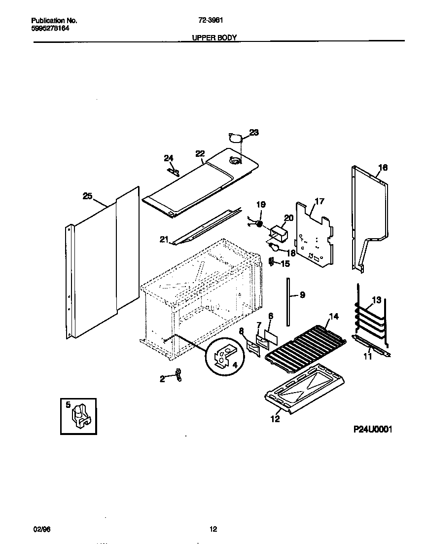 Tappan 72-3981-00-08 upper body diagram