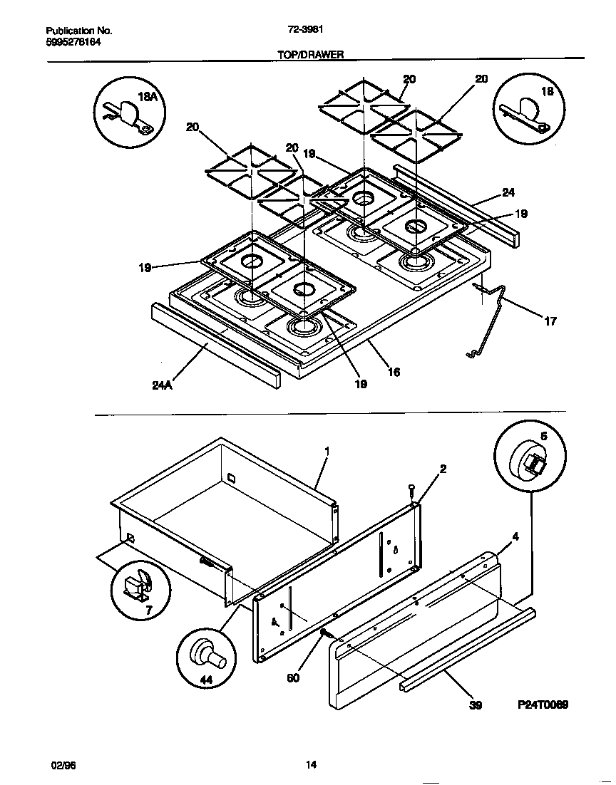Tappan 72-3981-00-08 top/drawer diagram
