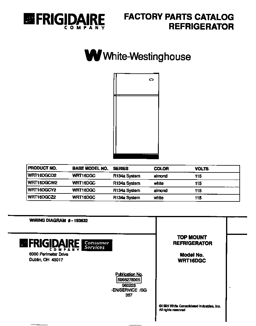 White-Westinghouse WRT16DGCZ2 cover diagram