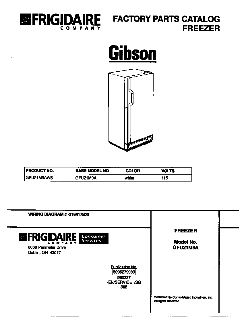 Gibson GFU21M9AW6 cover diagram