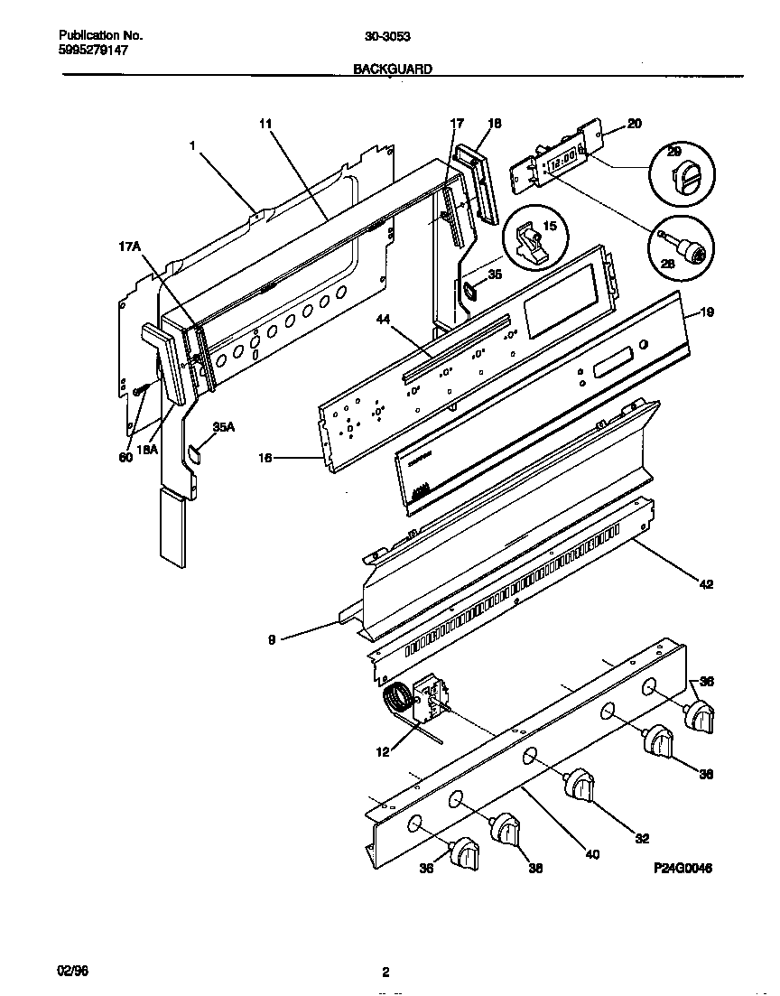 Tappan 30-3053-00-04 backguard diagram