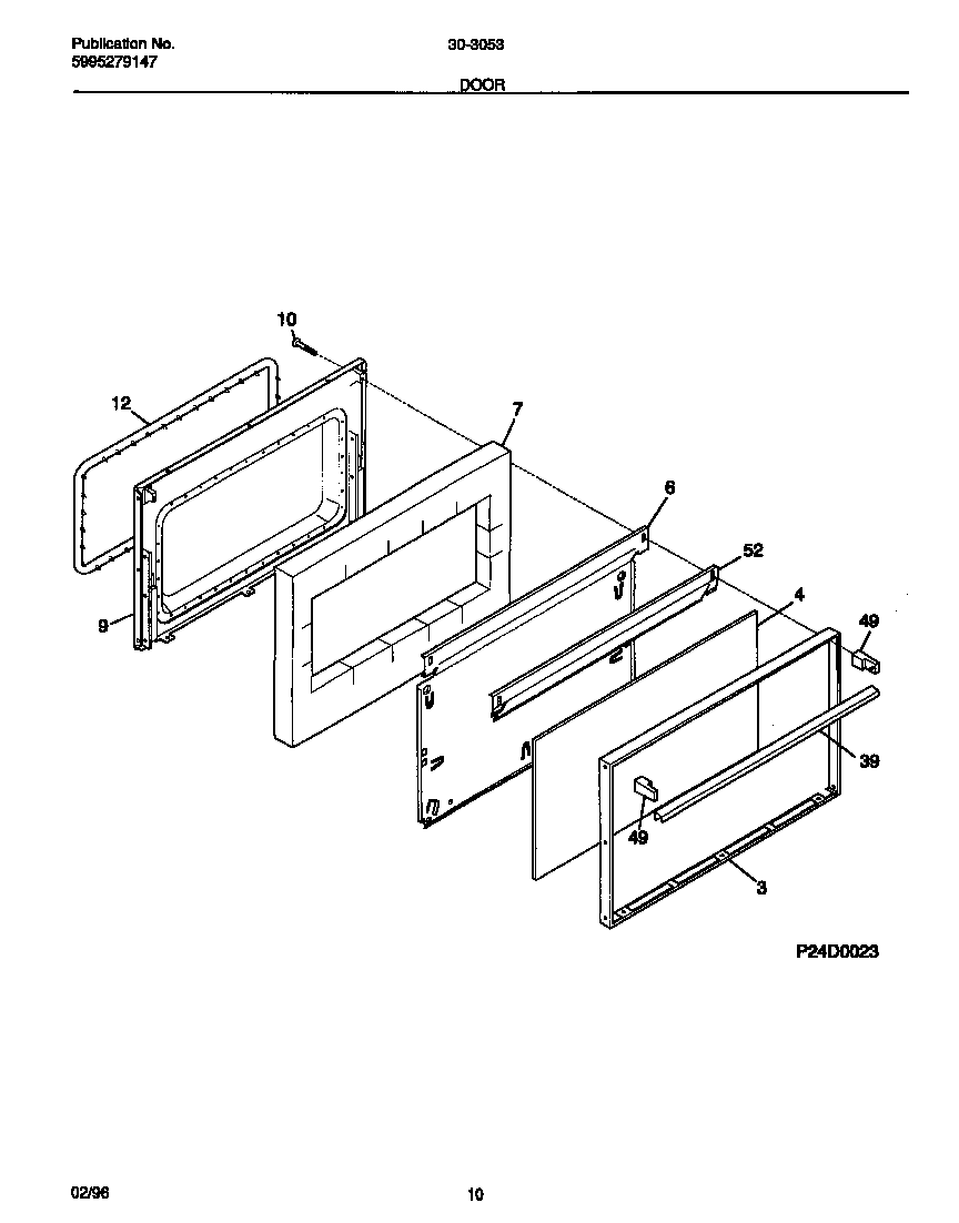 Tappan 30-3053-00-04 door diagram