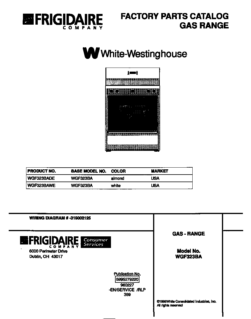 White-Westinghouse WGF323BAWE cover diagram