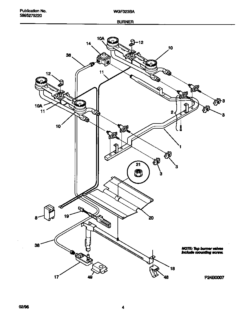 White-Westinghouse WGF323BAWE burner diagram