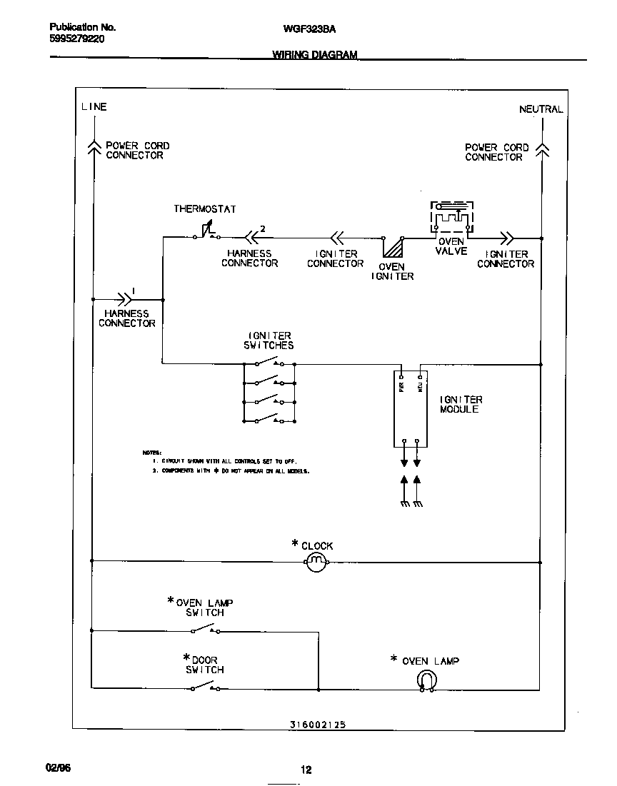 White-Westinghouse WGF323BAWE wiring diagram diagram