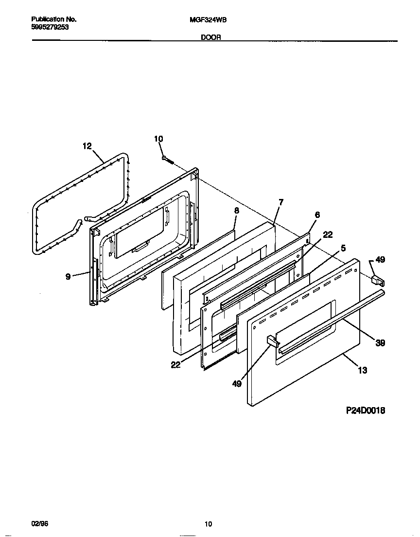 Universal/Multiflex (Frigidaire) MGF324WBSE door diagram