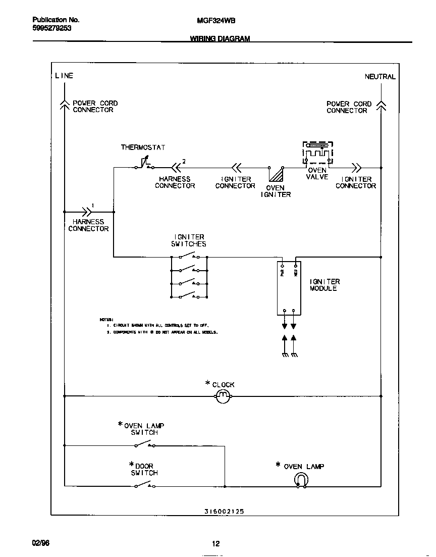 Universal/Multiflex (Frigidaire) MGF324WBSE wiring diagram diagram