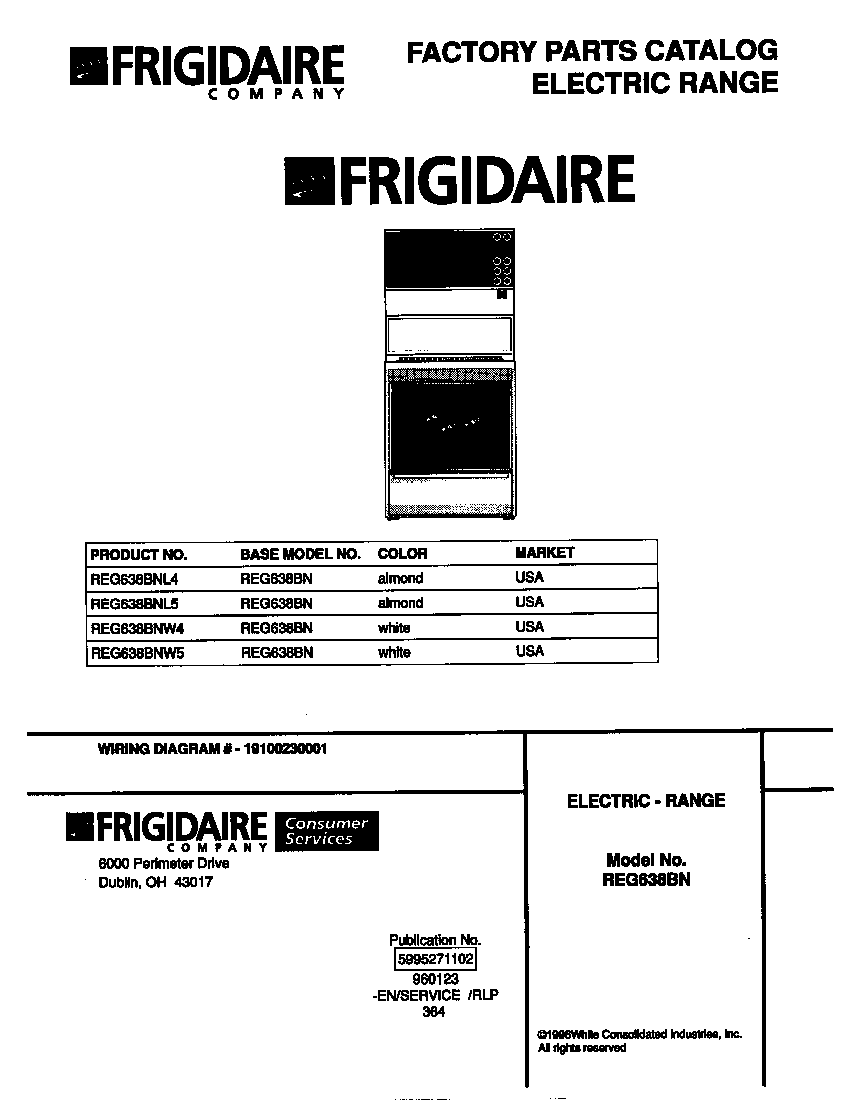 Frigidaire REG638BNL5 cover diagram
