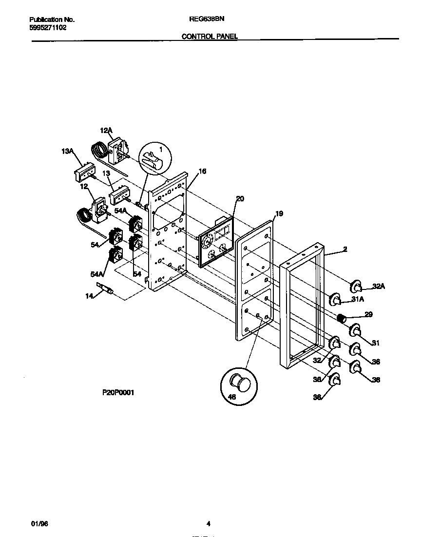 Frigidaire REG638BNL5 control panel diagram