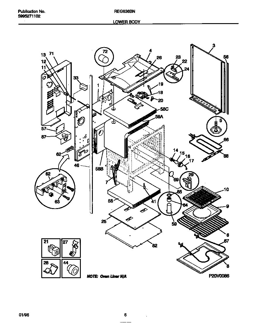 Frigidaire REG638BNL5 lower body diagram