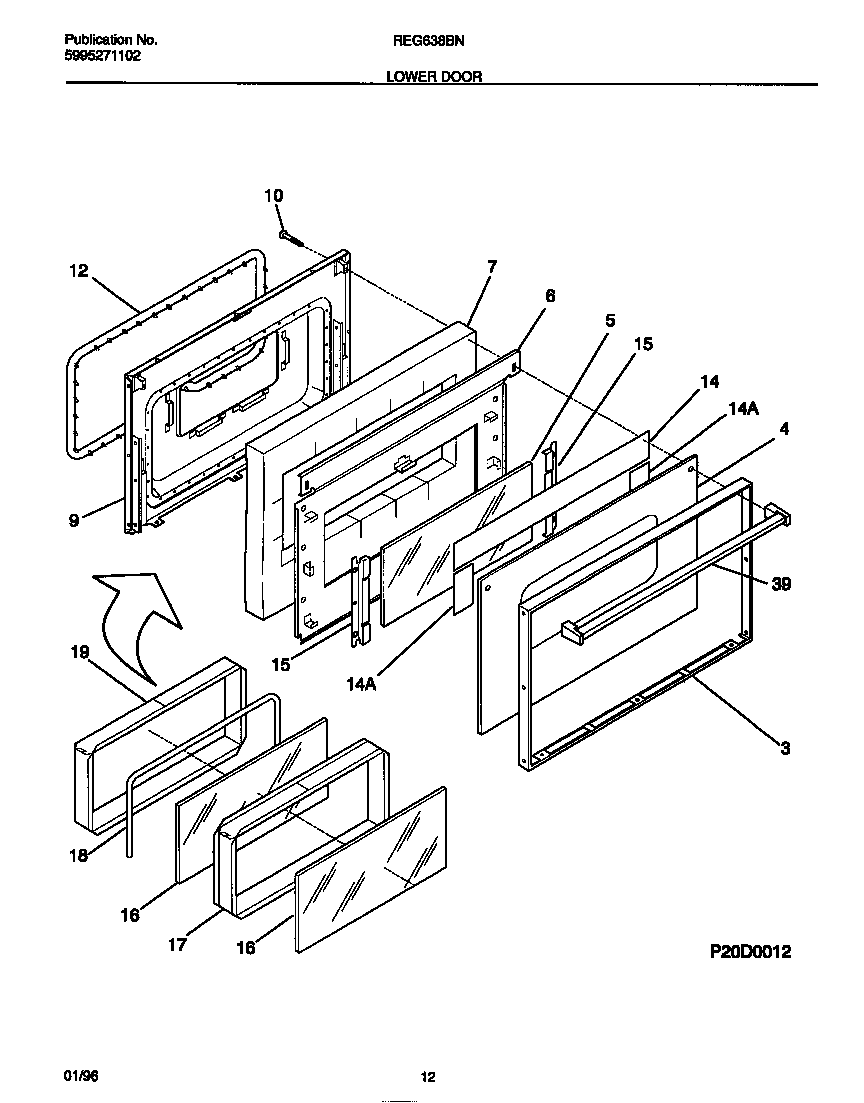 Frigidaire REG638BNL5 lower door diagram