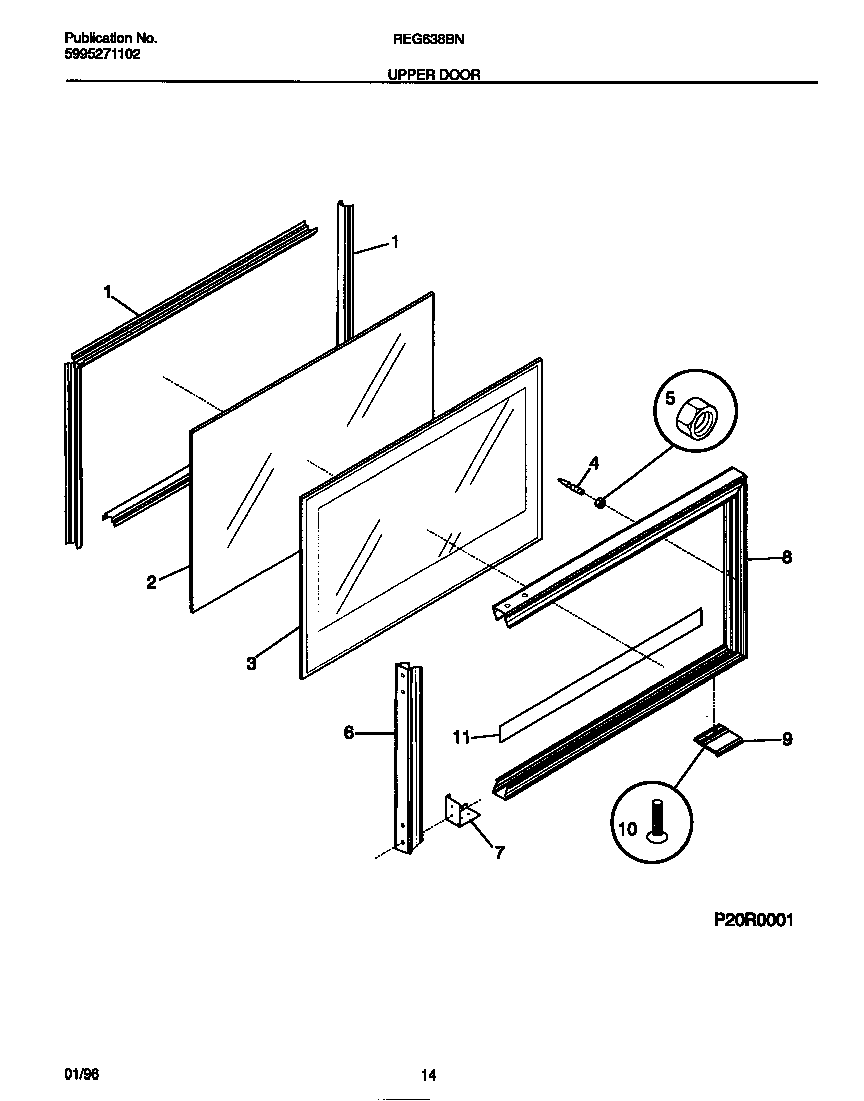 Frigidaire REG638BNL5 upper door diagram