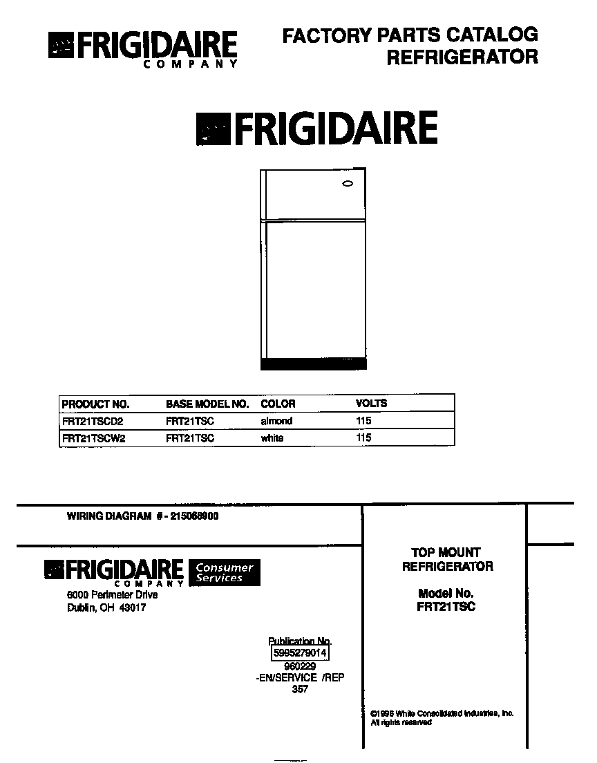 Frigidaire FRT21TSCD2 cover diagram