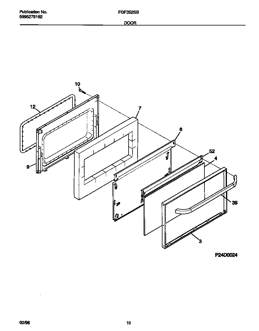 Frigidaire FGF352SBDB door diagram