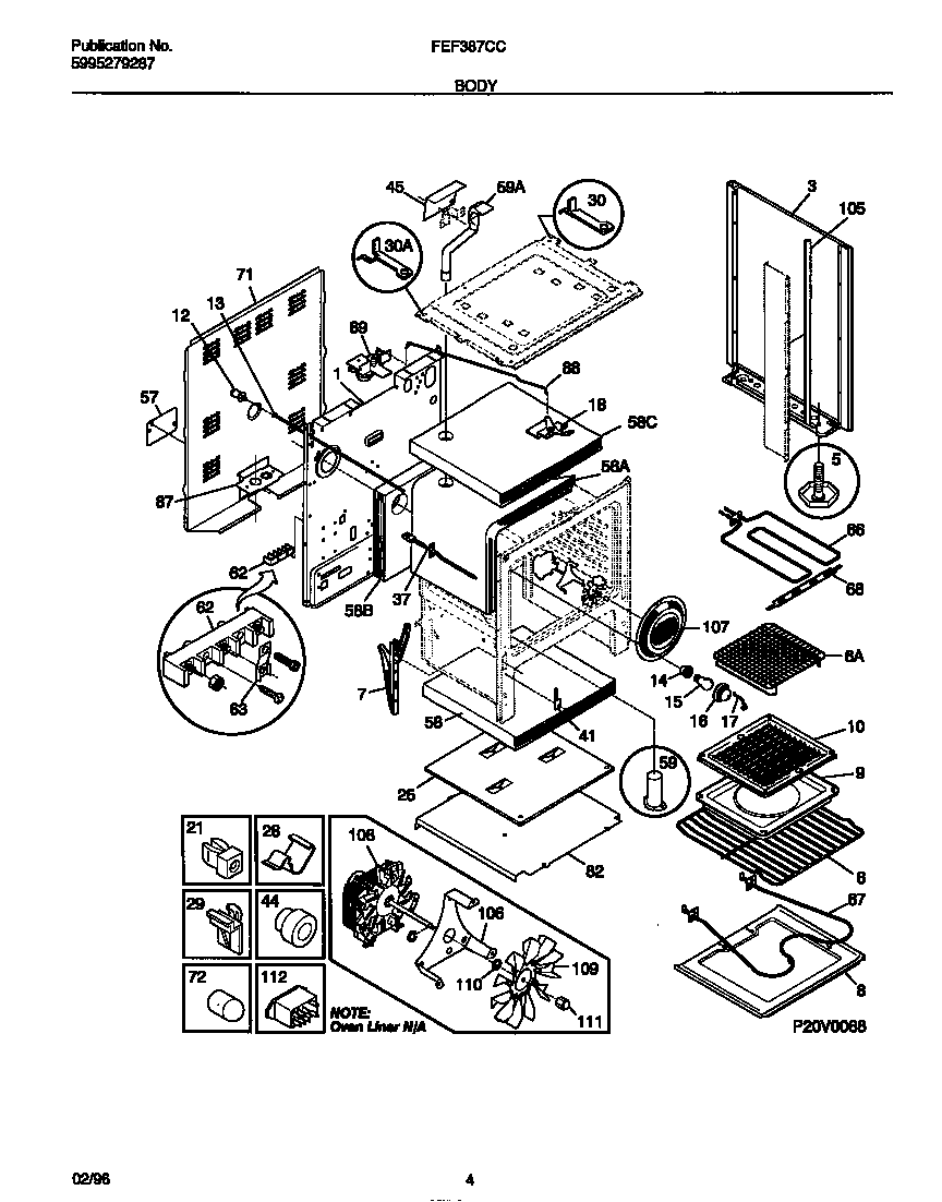 Frigidaire FEF387CCSE body diagram