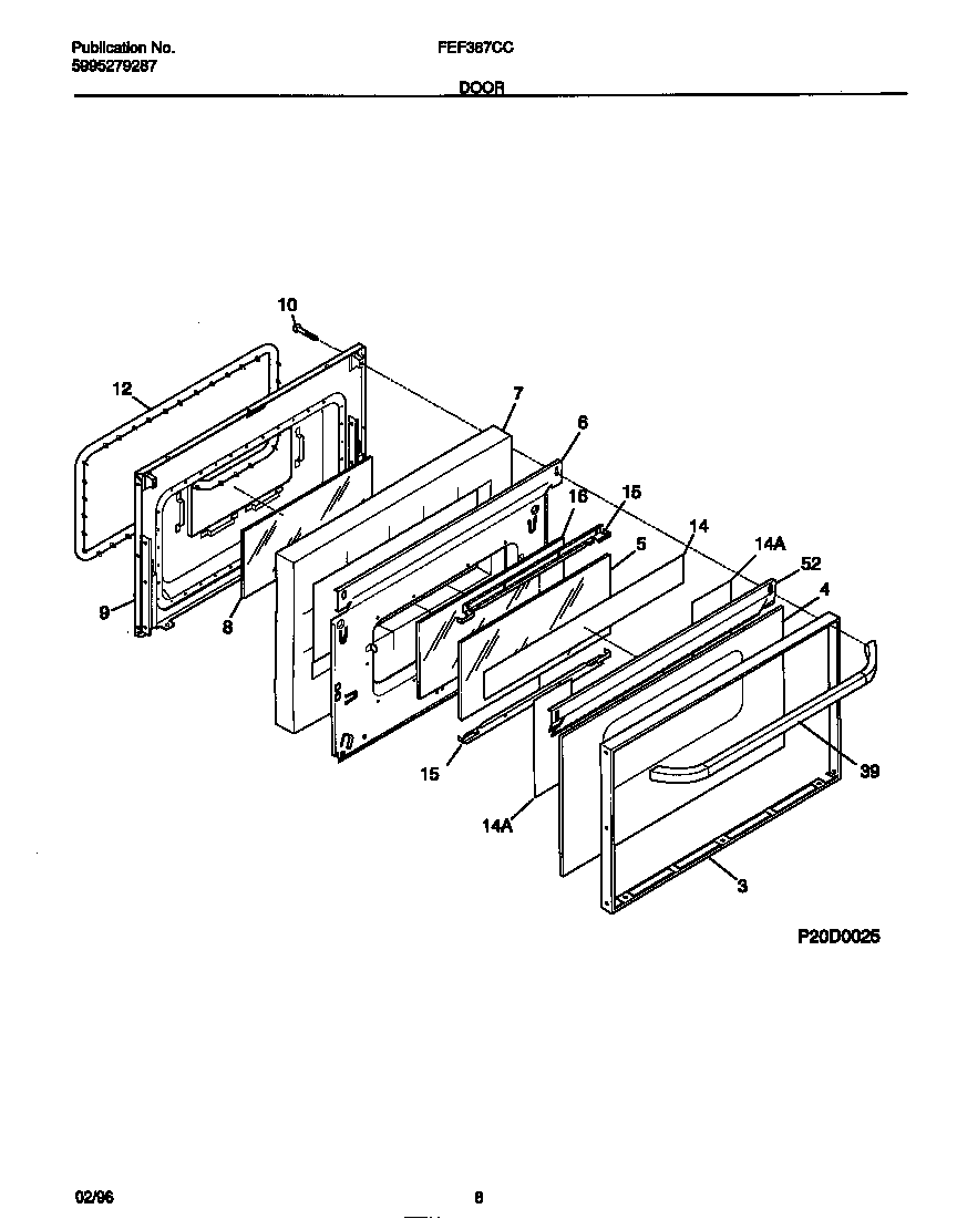 Frigidaire FEF387CCSE door diagram