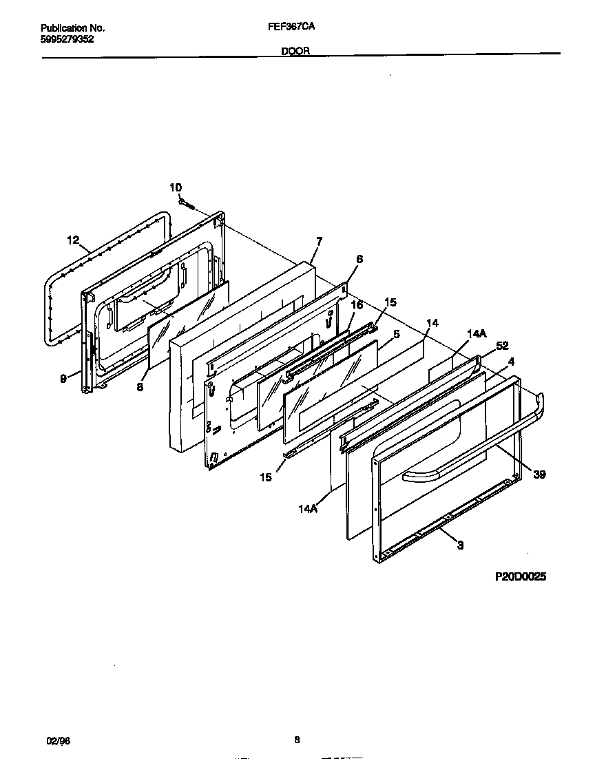 Frigidaire FEF367CASE door diagram