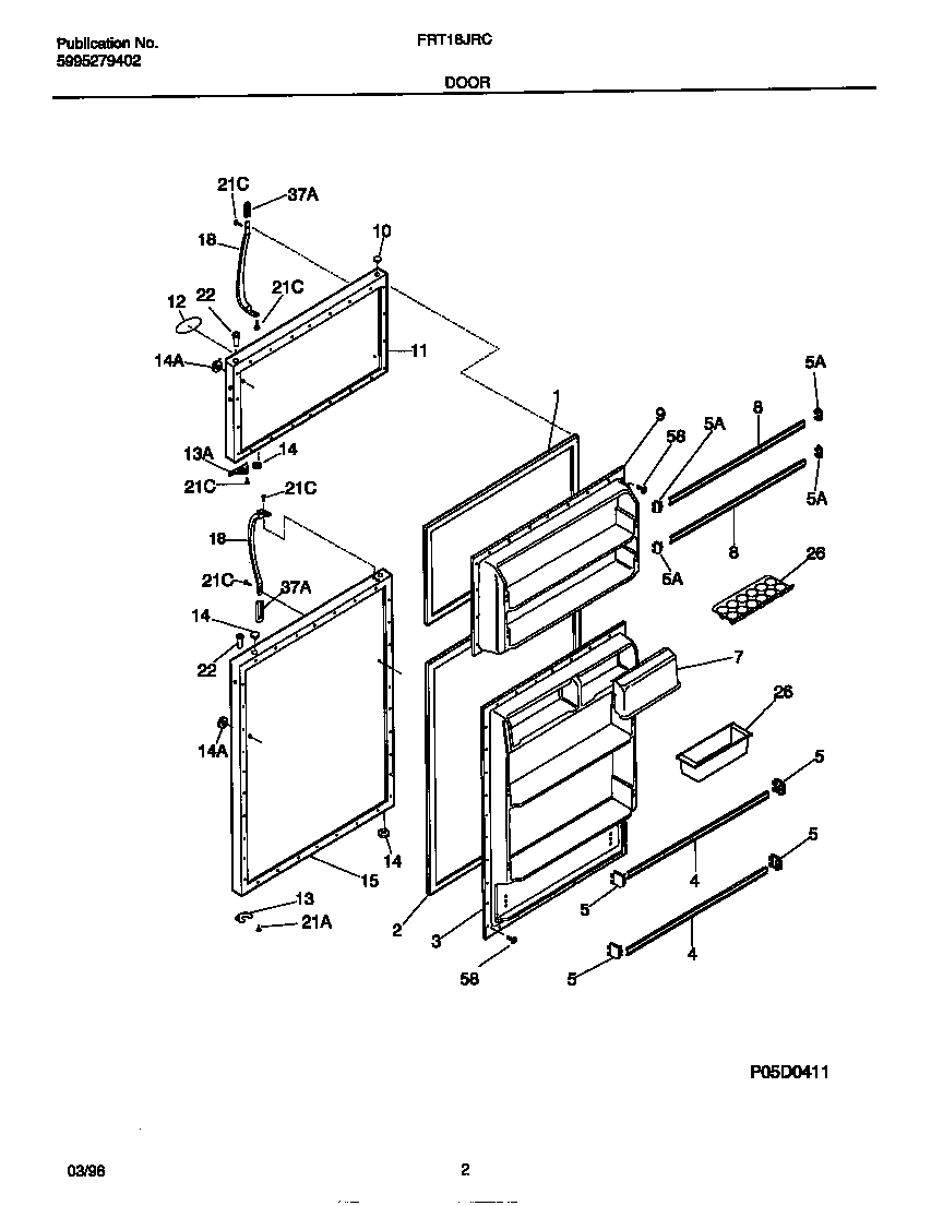 Frigidaire FRT18JRCW2 door diagram