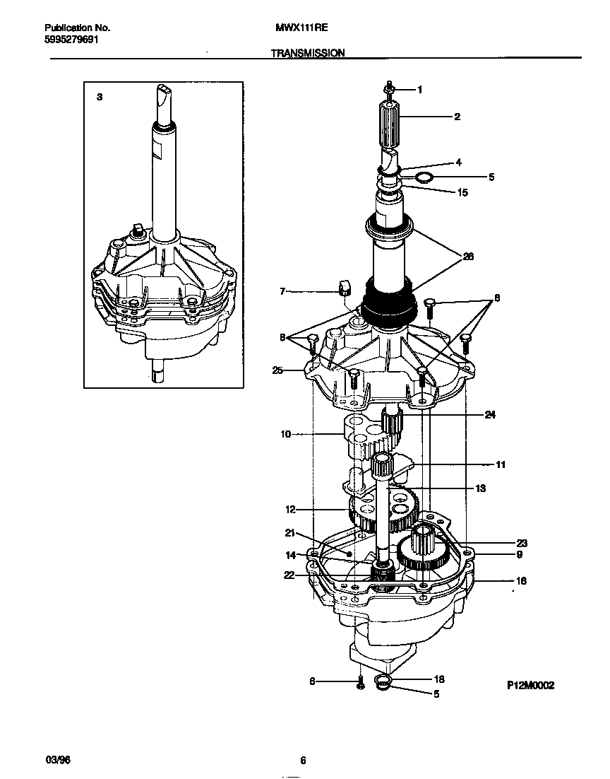 Universal/Multiflex (Frigidaire) MWX111REW0 transmission diagram