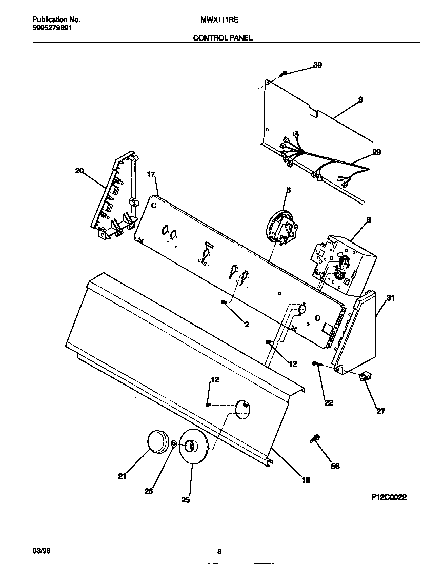 Universal/Multiflex (Frigidaire) MWX111REW0 control panel diagram