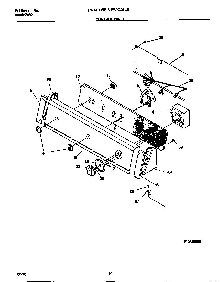 Frigidaire FWX223LBS3 control panel diagram