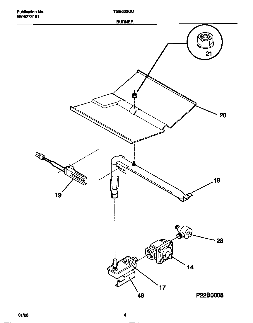 Tappan TGB500CCB1 burner diagram
