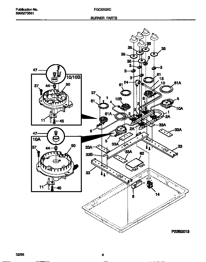 Frigidaire FGC6X9XCC1 burner parts diagram