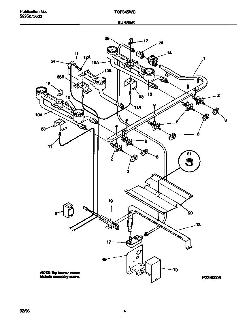 Tappan TGF645WCW1 burner diagram