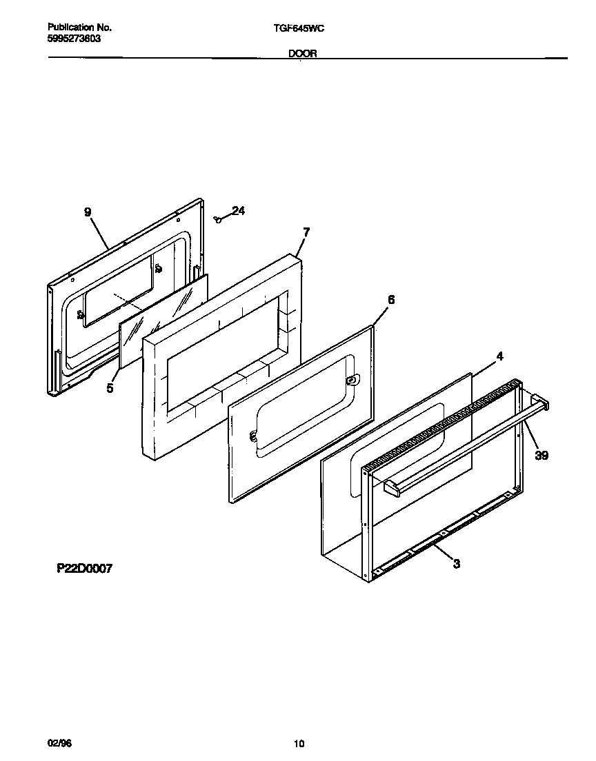 Tappan TGF645WCW1 door diagram