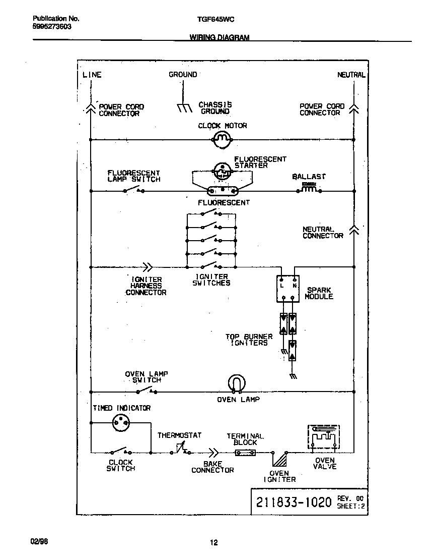 Tappan TGF645WCW1 wiring diagram diagram